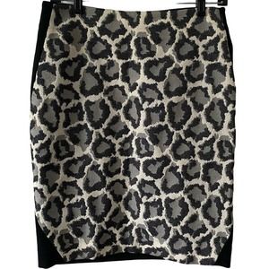 Diane von Furstenberg Women's Emma Pencil Skirt Leopard & Solid Black Size 8